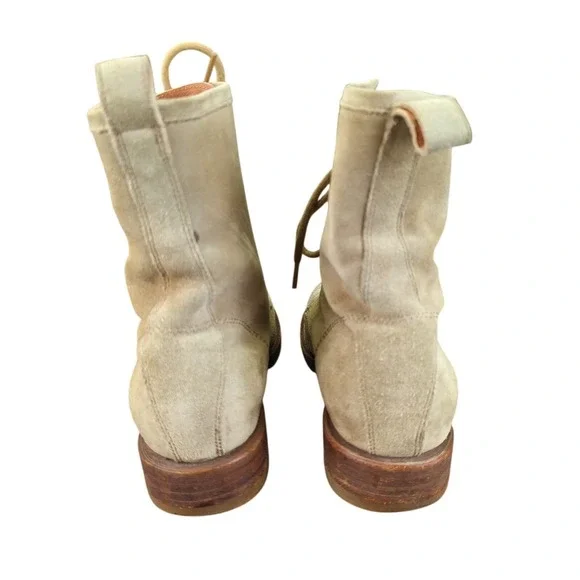 Frye‎ Veronica Combat Boots Suede Lace-up Women's 9.5 B 3472273 Beige Military - Picture 5 of 8